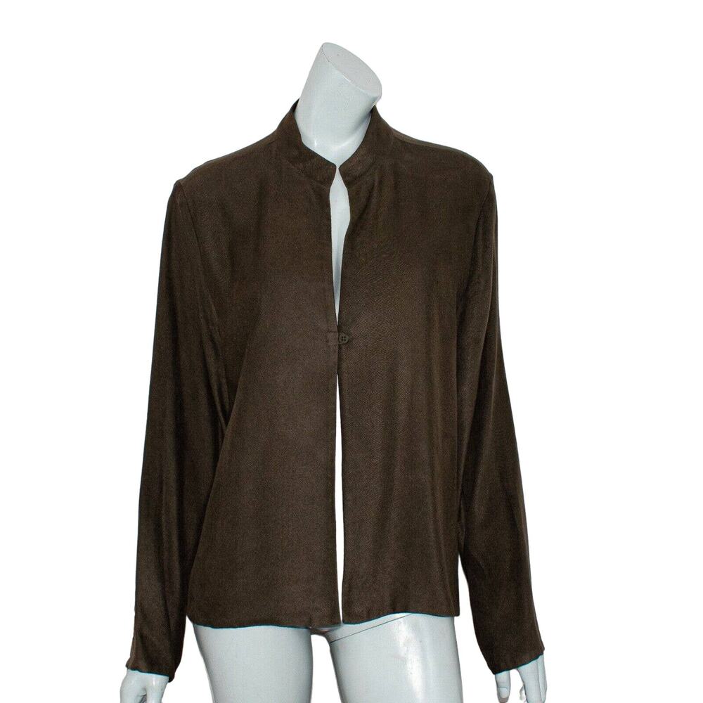 Eileen Fisher over jacket brown rayon suede Size Large